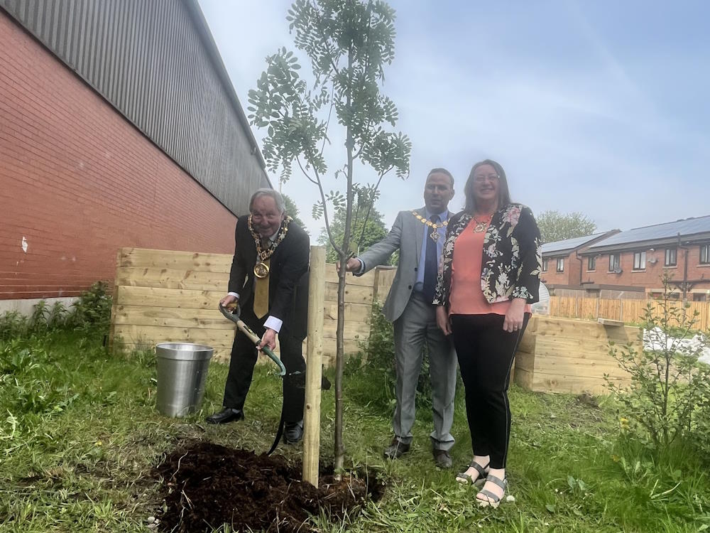 click to see larger image mayoral planting of tree at the newbold community growing together community garden