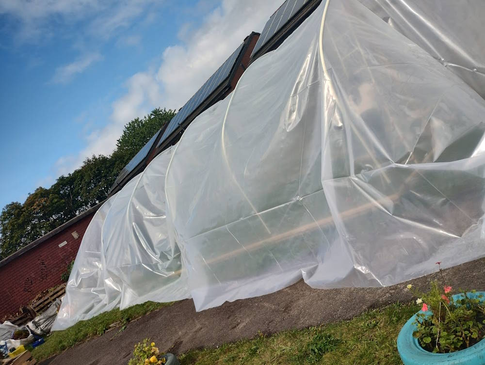click to see larger image the polytunnel ongoing